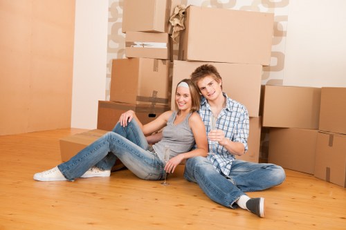 Packed boxes and furniture ready for a Balham move