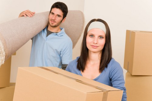 Movers working safely at a property entrance