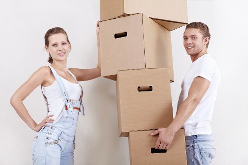 Local moving team navigating a Balham street with a removals van
